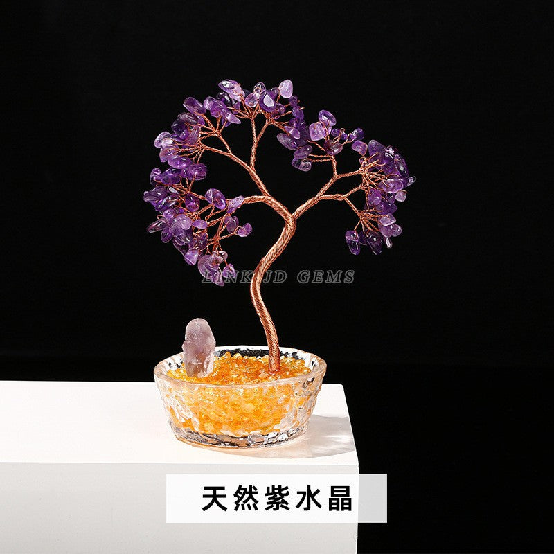 Jingdian jewelry natural crystal crushed stone wishing bottle money tree desktop office ornaments crystal handicrafts