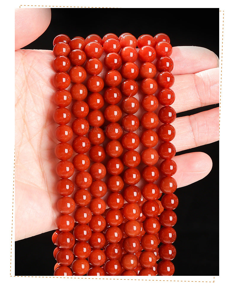 Second-generation Nanhong agate loose beads, red agate round beads, bracelet with beads, handmade DIY jewelry accessories materials