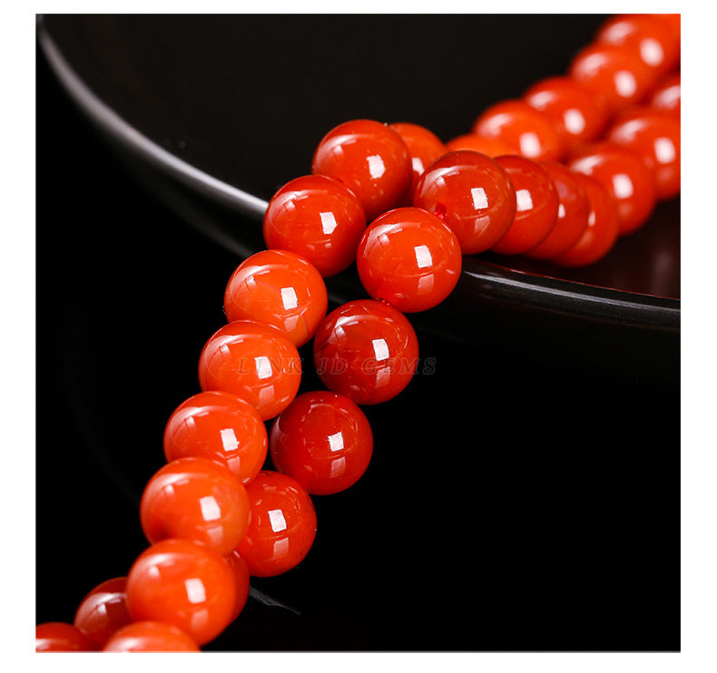 Second-generation Nanhong agate loose beads, red agate round beads, bracelet with beads, handmade DIY jewelry accessories materials