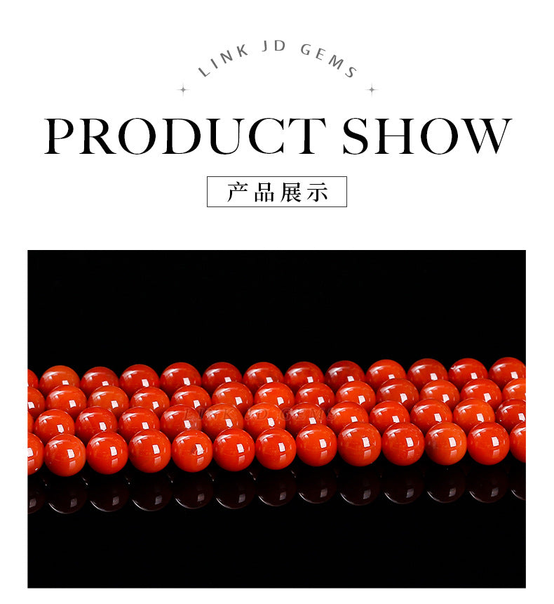 Second-generation Nanhong agate loose beads, red agate round beads, bracelet with beads, handmade DIY jewelry accessories materials
