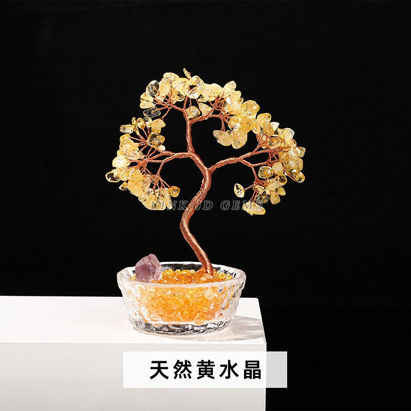Jingdian jewelry natural crystal crushed stone wishing bottle money tree desktop office ornaments crystal handicrafts