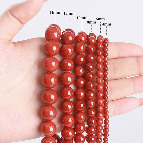 Second-generation Nanhong agate loose beads, red agate round beads, bracelet with beads, handmade DIY jewelry accessories materials