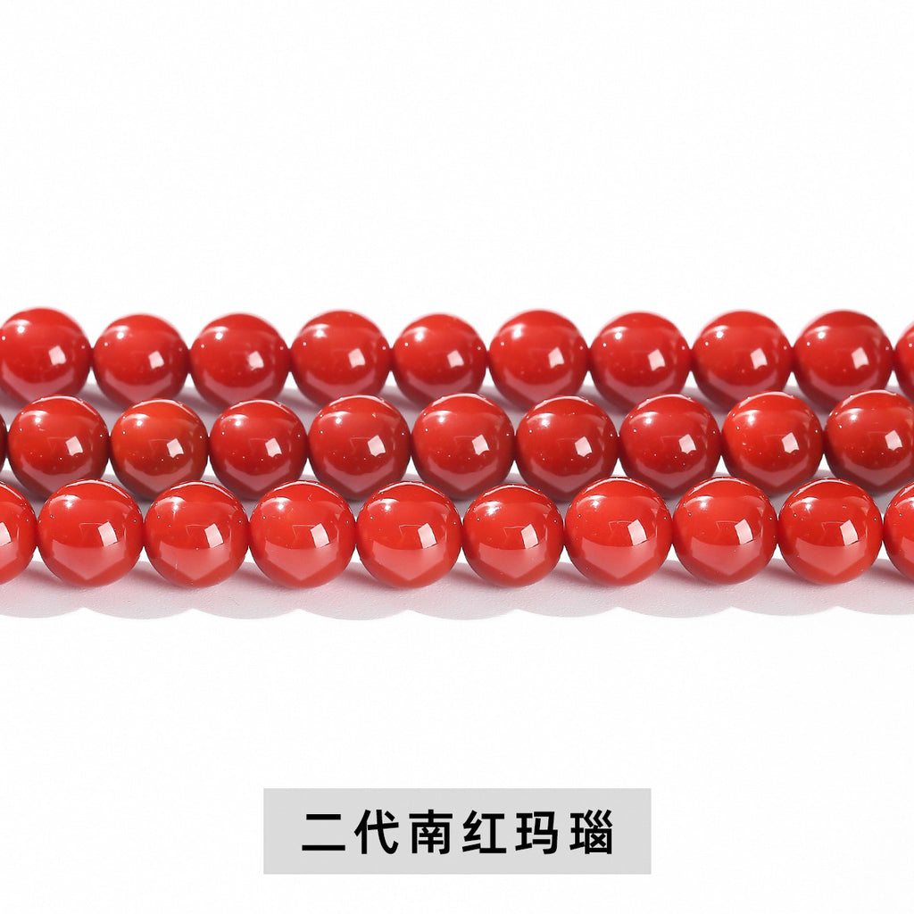 Second-generation Nanhong agate loose beads, red agate round beads, bracelet with beads, handmade DIY jewelry accessories materials