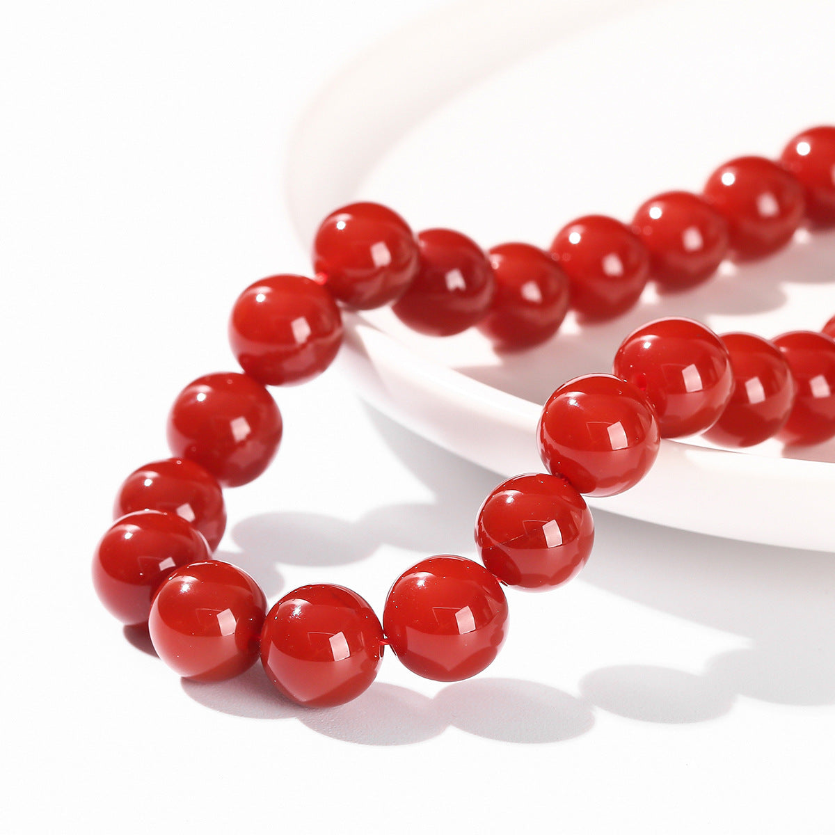 Second-generation Nanhong agate loose beads, red agate round beads, bracelet with beads, handmade DIY jewelry accessories materials