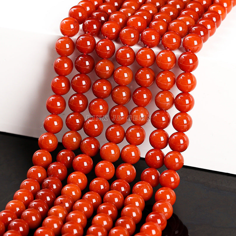 Second-generation Nanhong agate loose beads, red agate round beads, bracelet with beads, handmade DIY jewelry accessories materials
